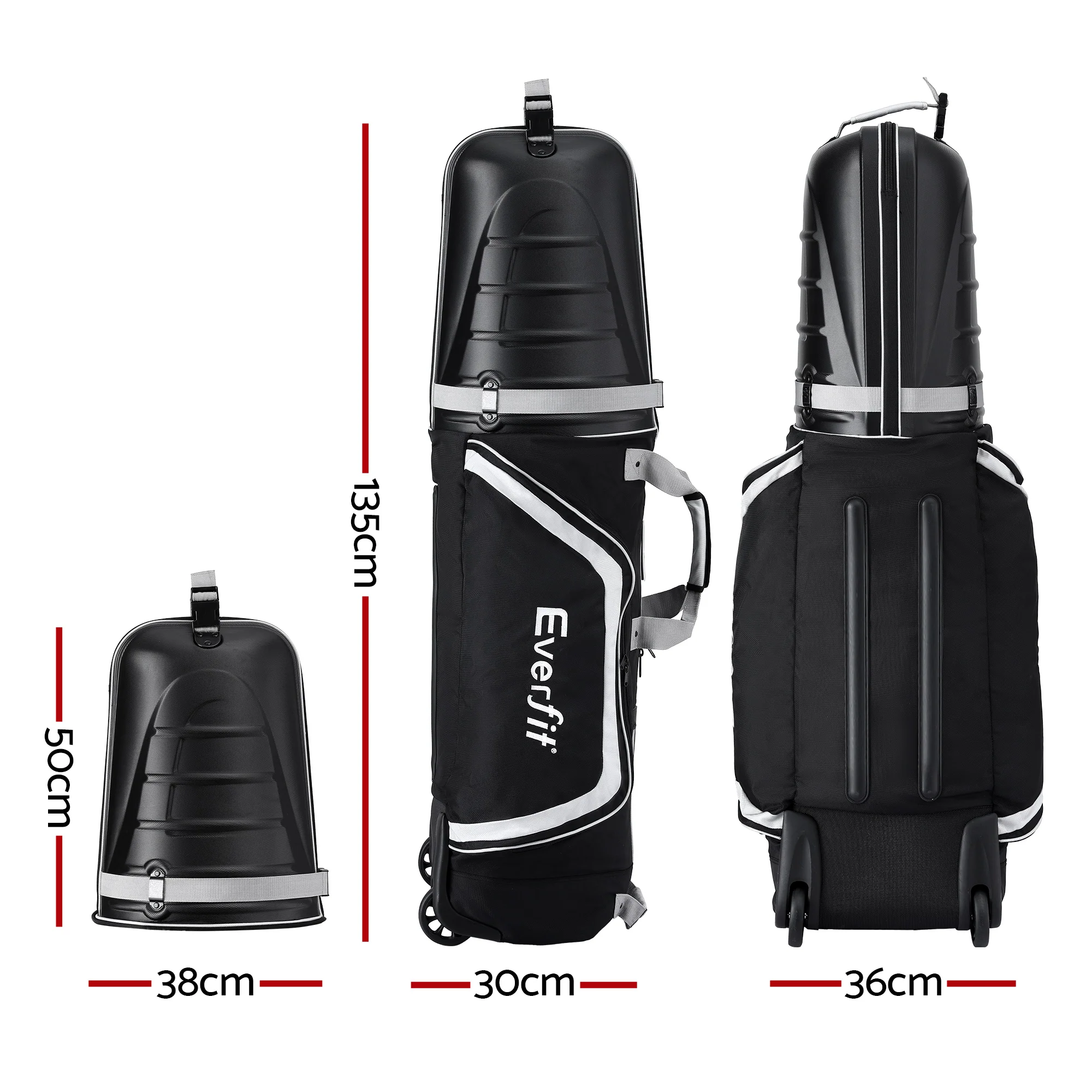 1 pc Everfit Golf Travel Bags for Airlines with Wheels Golf Clubs Hard Case Foldable - Image 2