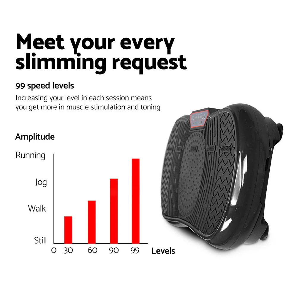 Everfit Vibration Machine Platform Vibrator Resistance Rope Home Fitness Black - Image 3