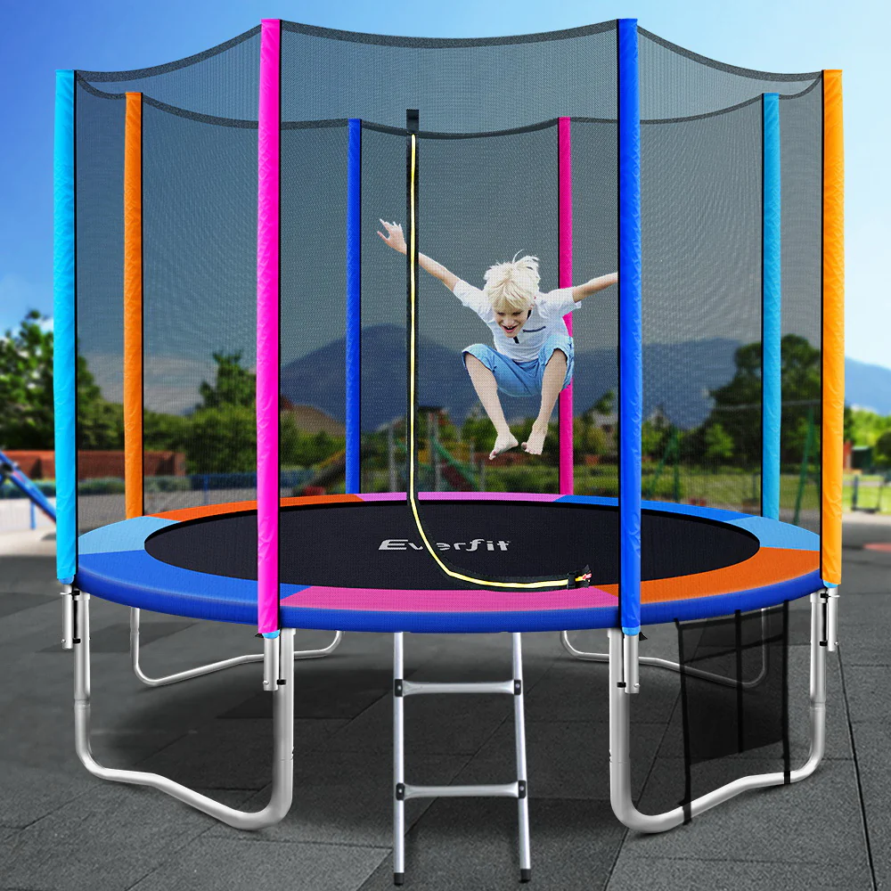 Everfit 10FT Trampoline for Kids w/ Ladder Enclosure Safety Net Pad Gift Round - Image 7