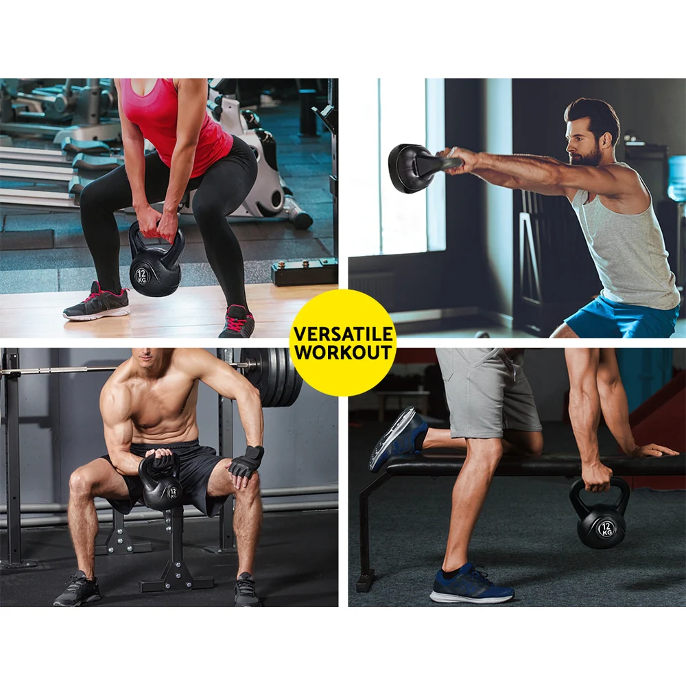 Everfit 12kg Kettlebell Set Weight Lifting Bench Dumbbells Kettle Bell Gym Home - Image 7