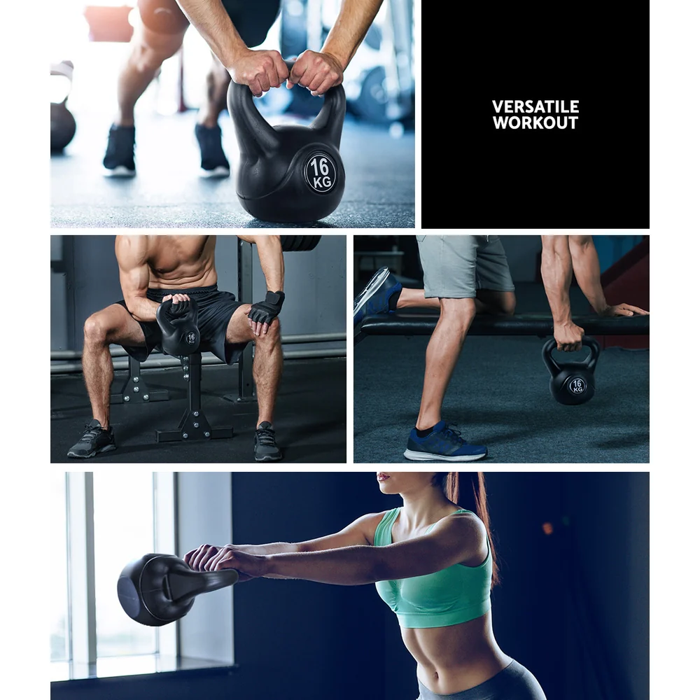 Everfit 16kg Kettlebell Set Weight Lifting Bench Dumbbells Kettle Bell Gym Home - Image 7
