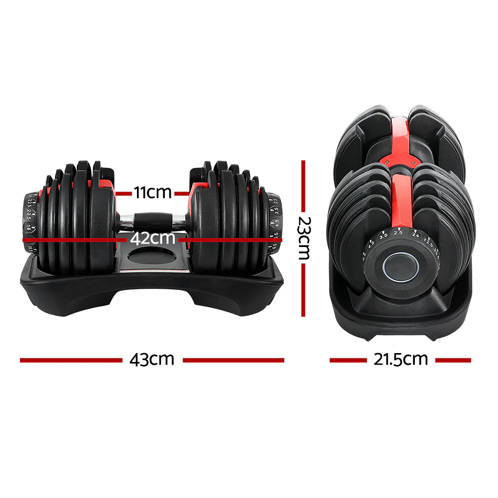 Everfit 24kg Dumbbells Adjustable Dumbbell Weight Plates Home Gym - Image 2