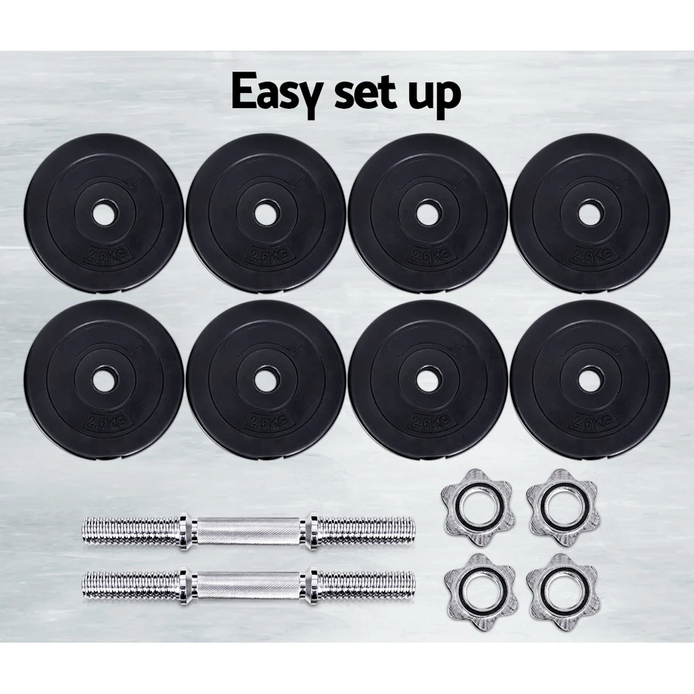 Everfit 25kg Dumbbell Set Weight Plates Dumbbells Lifting Bench - Image 6
