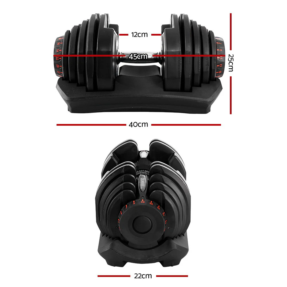 40KG Dumbbells Adjustable Dumbbell Weight Plates Home Gym Exercise - Image 2