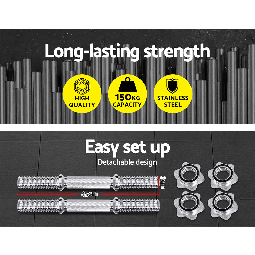 Everfit 45cm Dumbbell Bar Gym Home Exercise 150kg Capacity - Image 6