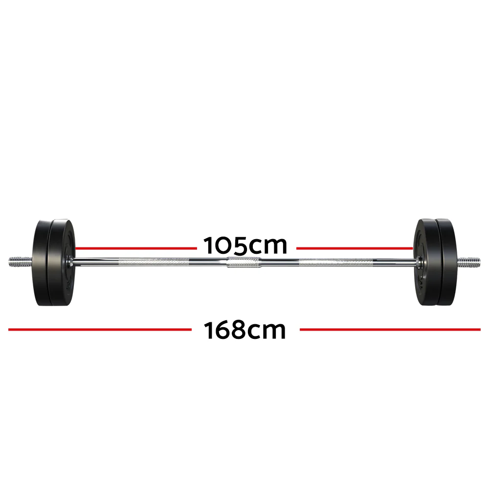 Everfit 48kg Barbell Set Weight Plates Bar Lifting Bench 168cm - Image 2
