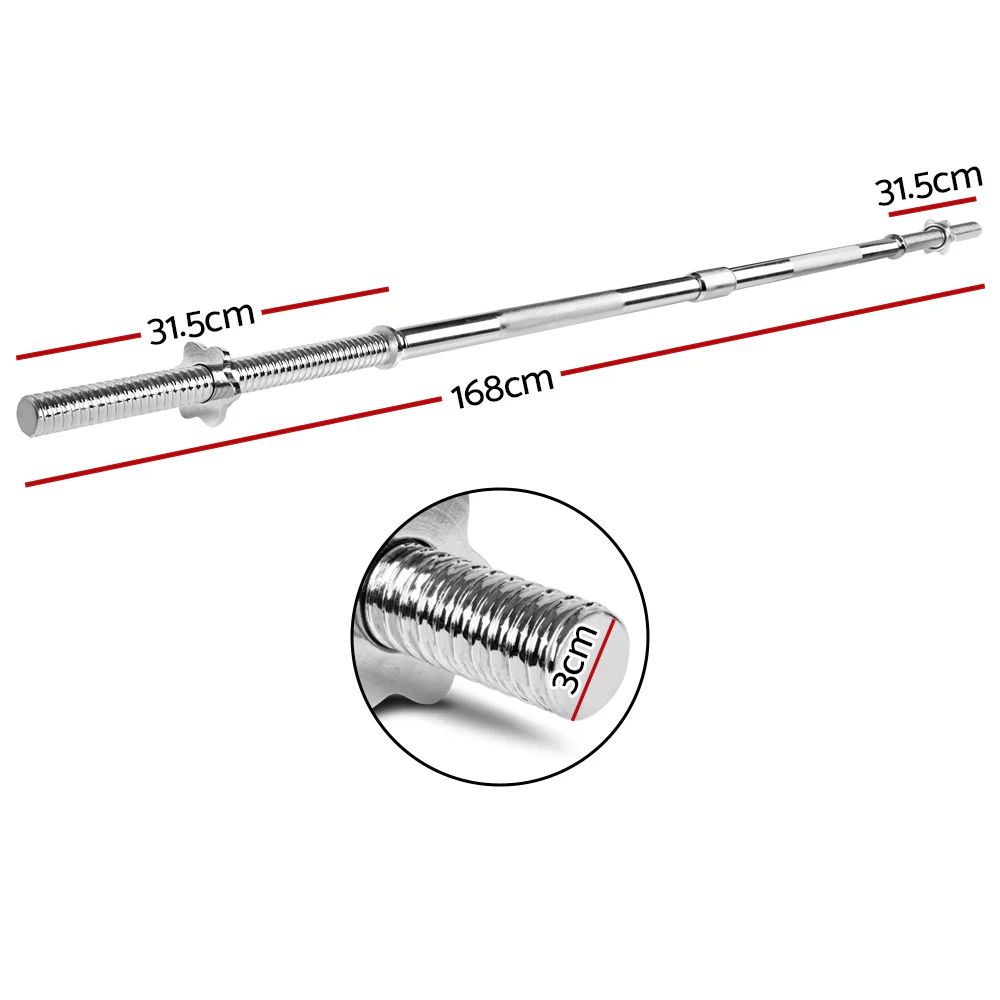 Everfit 168CM 5.5FT Barbell Bar Fitness Weight Plates Dumbbells Row - Image 2
