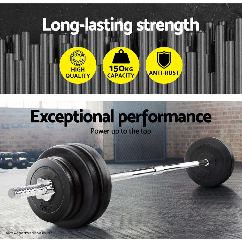 Everfit 168CM 5.5FT Barbell Bar Fitness Weight Plates Dumbbells Row - Image 5