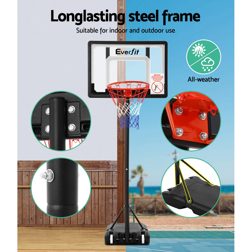 Everfit 2.1M Basketball Hoop Stand System Adjustable Portable Pro Kids Clear - Image 5