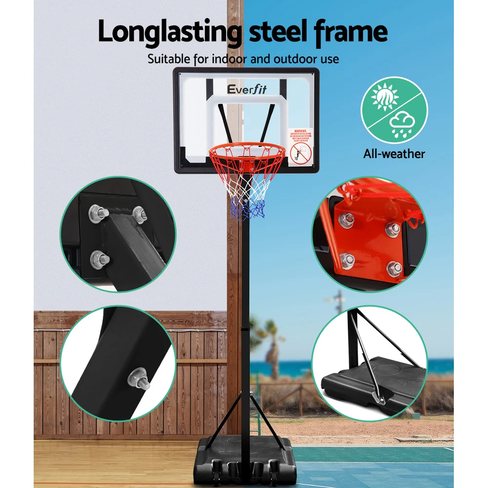 Everfit 2.6M Basketball Hoop Stand System Adjustable Portable Pro Kids Clear - Image 5