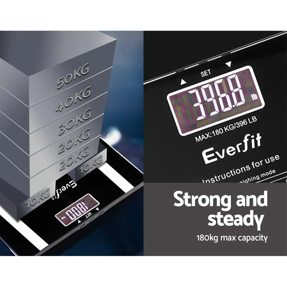 Everfit Body Fat Bathroom Scale Weighing Water Body Fat Gym 180KG - Image 5