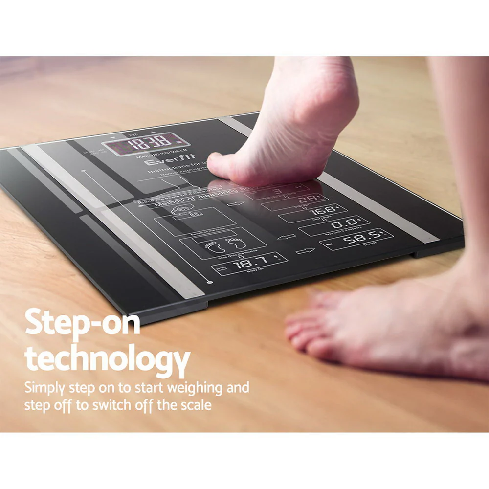 Everfit Body Fat Bathroom Scale Weighing Water Body Fat Gym 180KG - Image 6