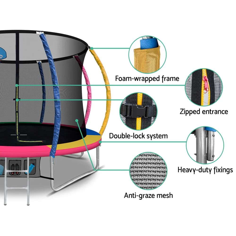 Everfit 10FT Trampoline for Kids w/ Ladder Enclosure Safety Net Rebounder Colors - Image 5