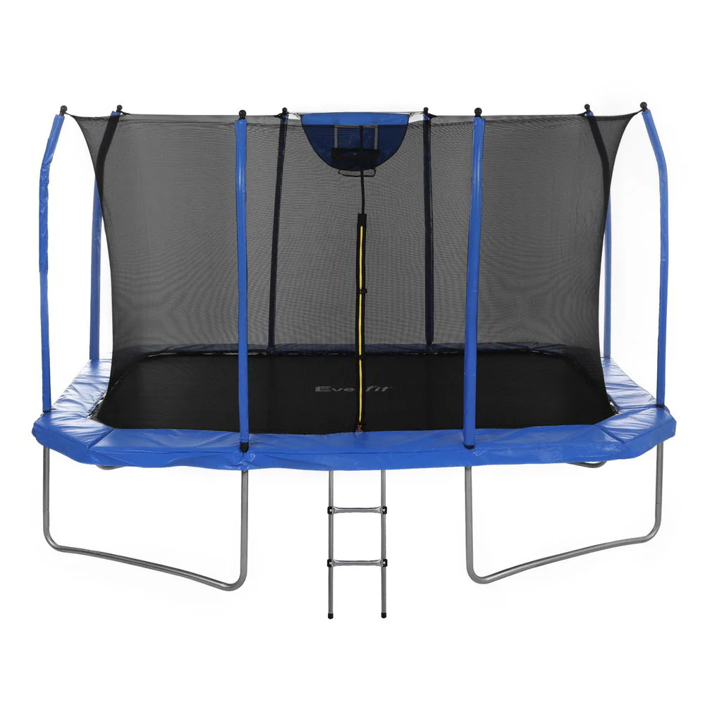 Everfit 12FT Trampoline Kids Rectangle Rebounder with Basketball Set Safety Net - Image 3