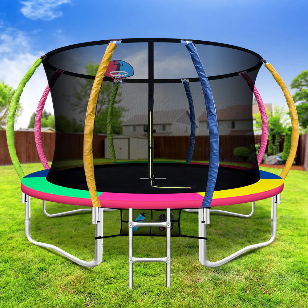 Everfit 12FT Trampoline for Kids w/ Ladder Enclosure Safety Net Rebounder Colors - Image 7