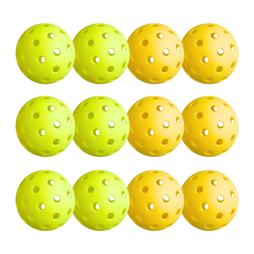 Everfit 12PC Pickleballs Set 40-Hole Design Indoor Outdoor Durable PE Balls Green/Yellow - Image 3