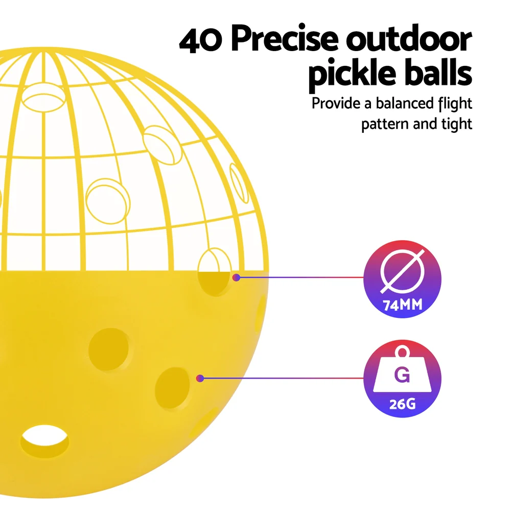Everfit 12PC Pickleballs Set 40-Hole Design Indoor Outdoor Durable PE Balls Green/Yellow - Image 5
