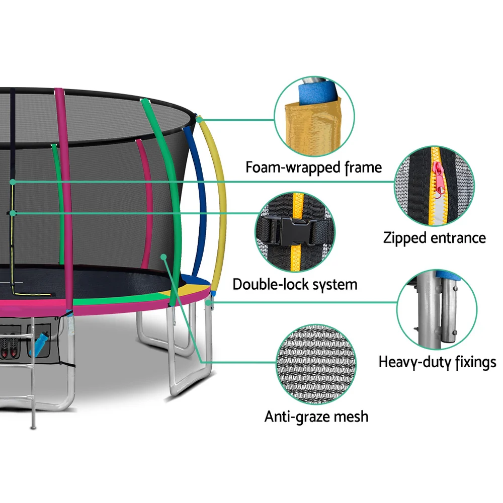 Everfit 16FT Trampoline for Kids w/ Ladder Enclosure Safety Net Rebounder Colors - Image 6