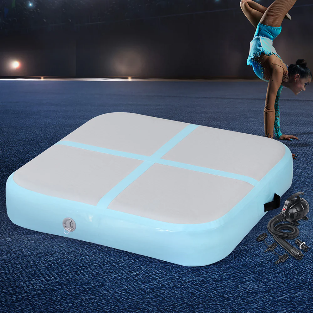 Everfit 1m Air Track Mat Inflatable Gymnastics Tumbling Mat W/ Pump Mint Green - Image 2