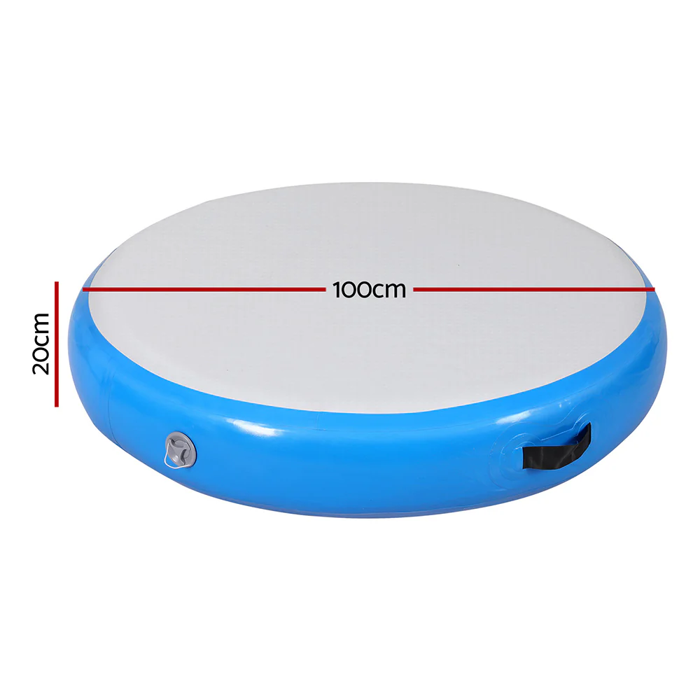 Everfit 1m Air Track Spot Inflatable Gymnastics Tumbling Mat Round Blue - Image 2