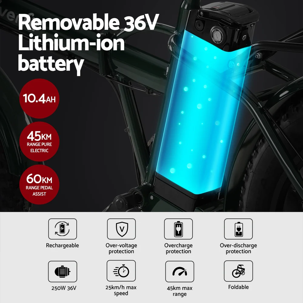 Everfit 20 Inch Folding Electric Bike Urban City Bicycle eBike Rechargeable - Image 6
