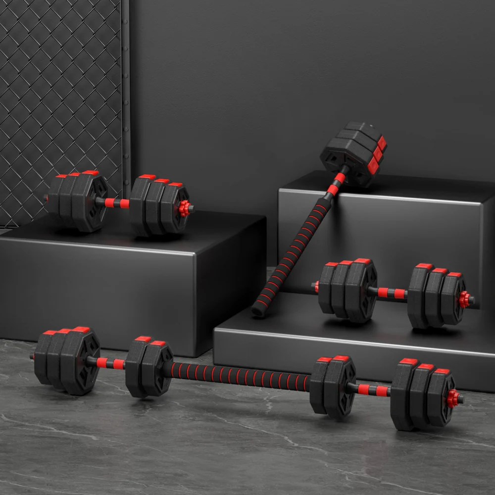 Everfit 20kg Adjustable Dumbbell Barbell Set Weight Plates Home Workout - Image 7