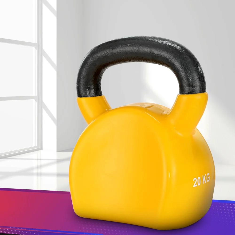 Everfit 20kg Kettlebell Set Weightlifting Bench Dumbbells Kettle Bell Gym Home - Image 2