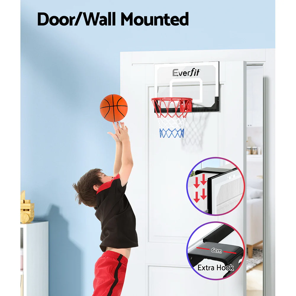 Everfit 23 Mini Basketball Hoop Backboard Door Wall Mounted Sports Kids Black - Image 4