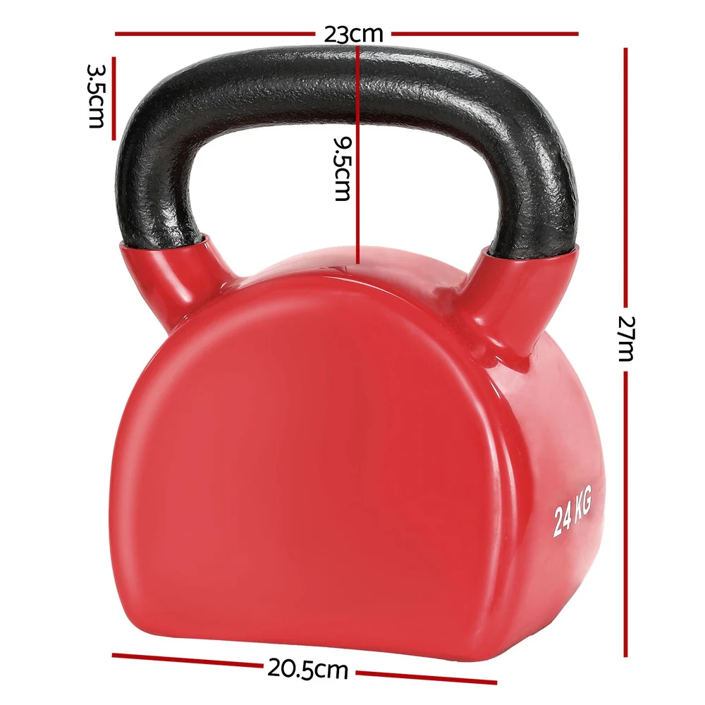 Everfit 24kg Kettlebell Set Weightlifting Bench Dumbbells Kettle Bell Gym Home - Image 3