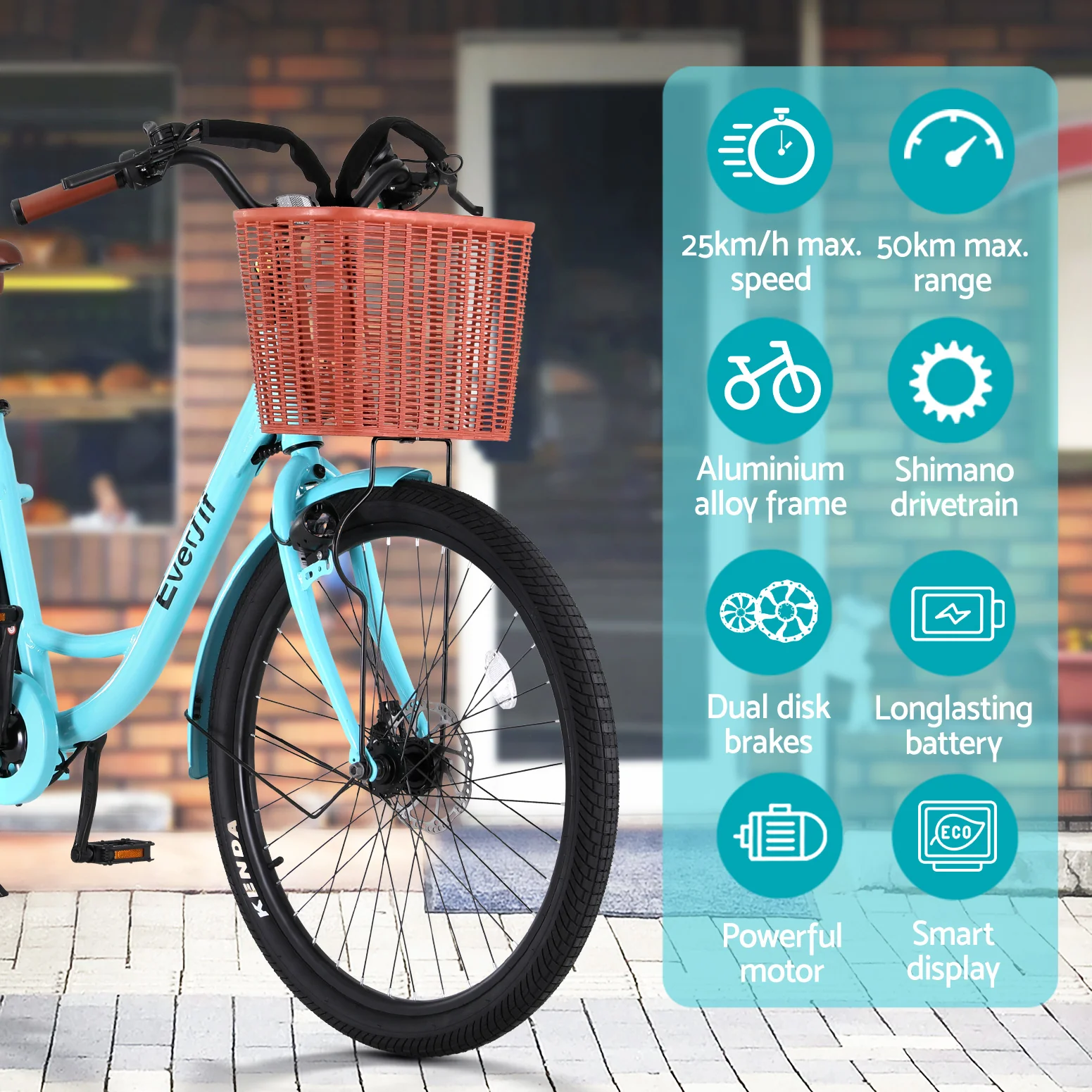 Everfit 26 Electric Bike City Bicycle eBike e-Bike Commuter w/ Battery BL - Image 5
