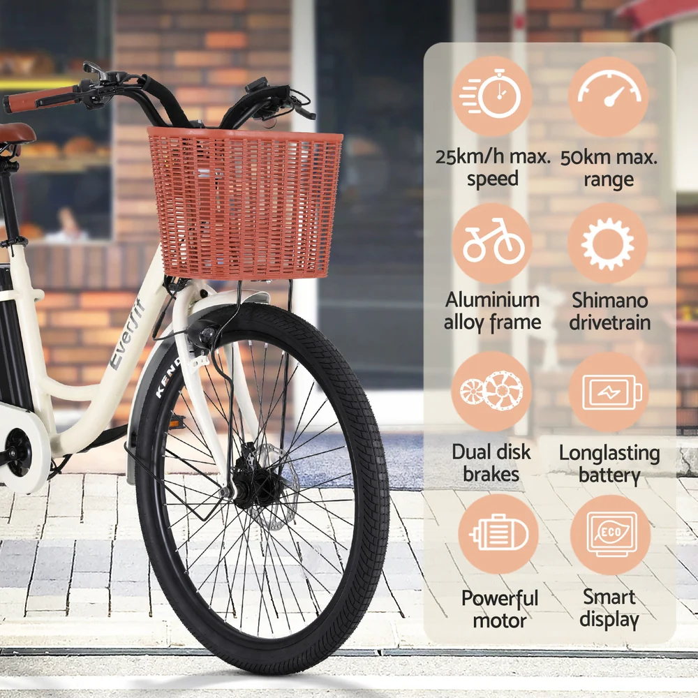 Everfit 26 Electric Bike City Bicycle eBike e-Bike Commuter w/ Battery WH - Image 5