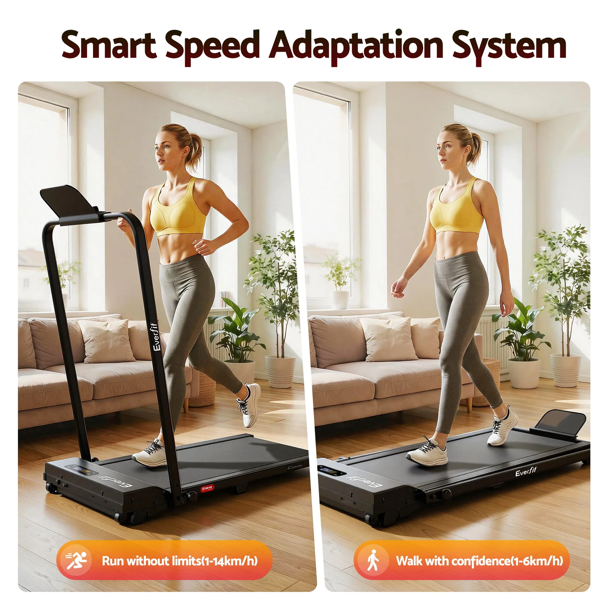 Everfit 3 in 1 Walking Pad Treadmill 12% Incline Under Desk Foldable for Home With 38cm Belt APP Control - Image 4