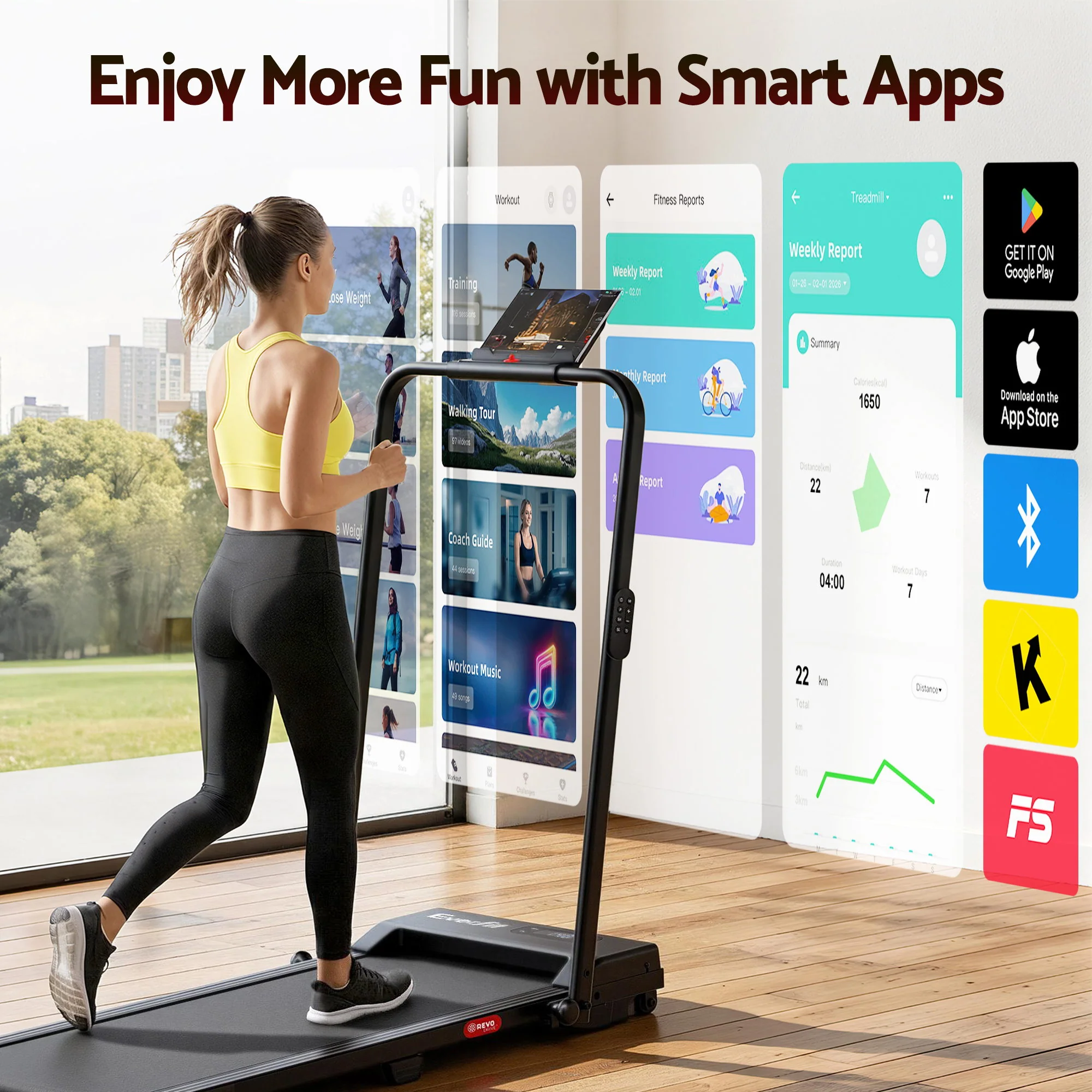 Everfit 3 in 1 Walking Pad Treadmill 12% Incline Under Desk Foldable for Home With 38cm Belt APP Control - Image 7