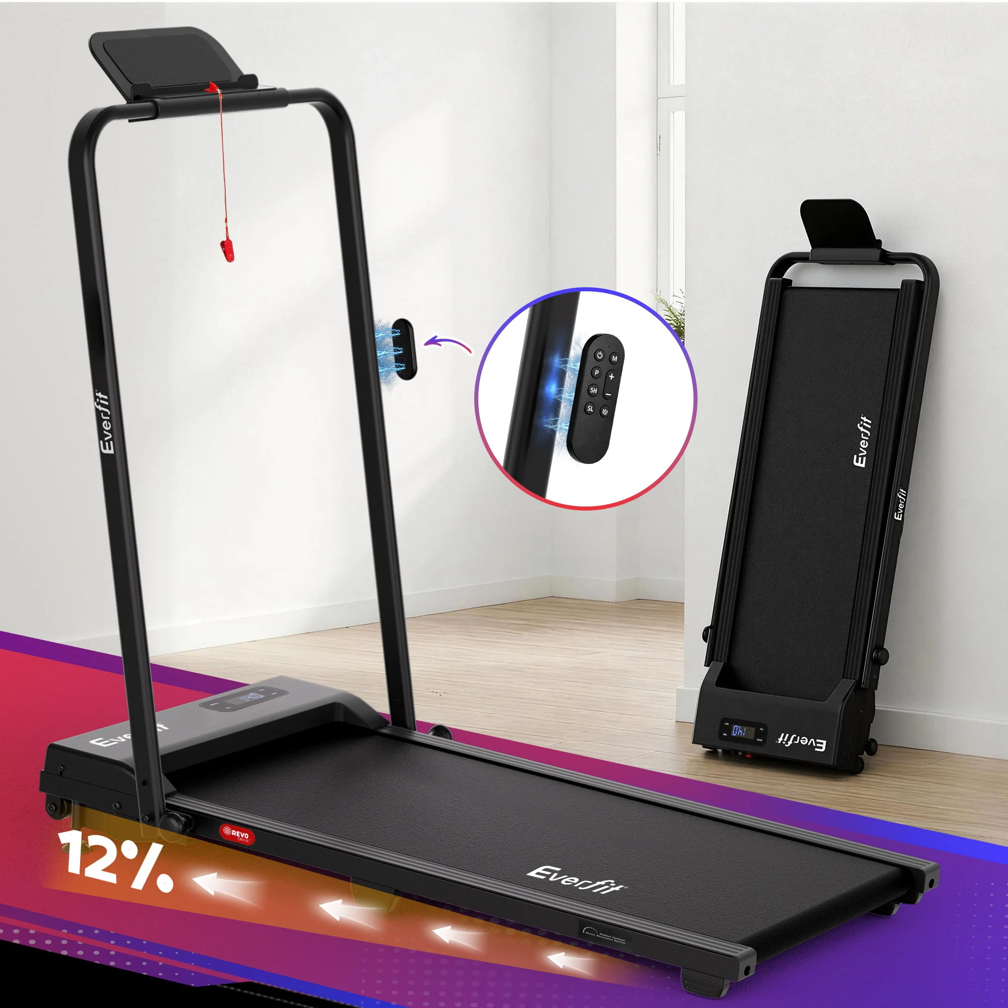 Everfit 3 in 1 Walking Pad Treadmill 12% Incline Under Desk Foldable for Home With 38cm Belt APP Control - Image 8