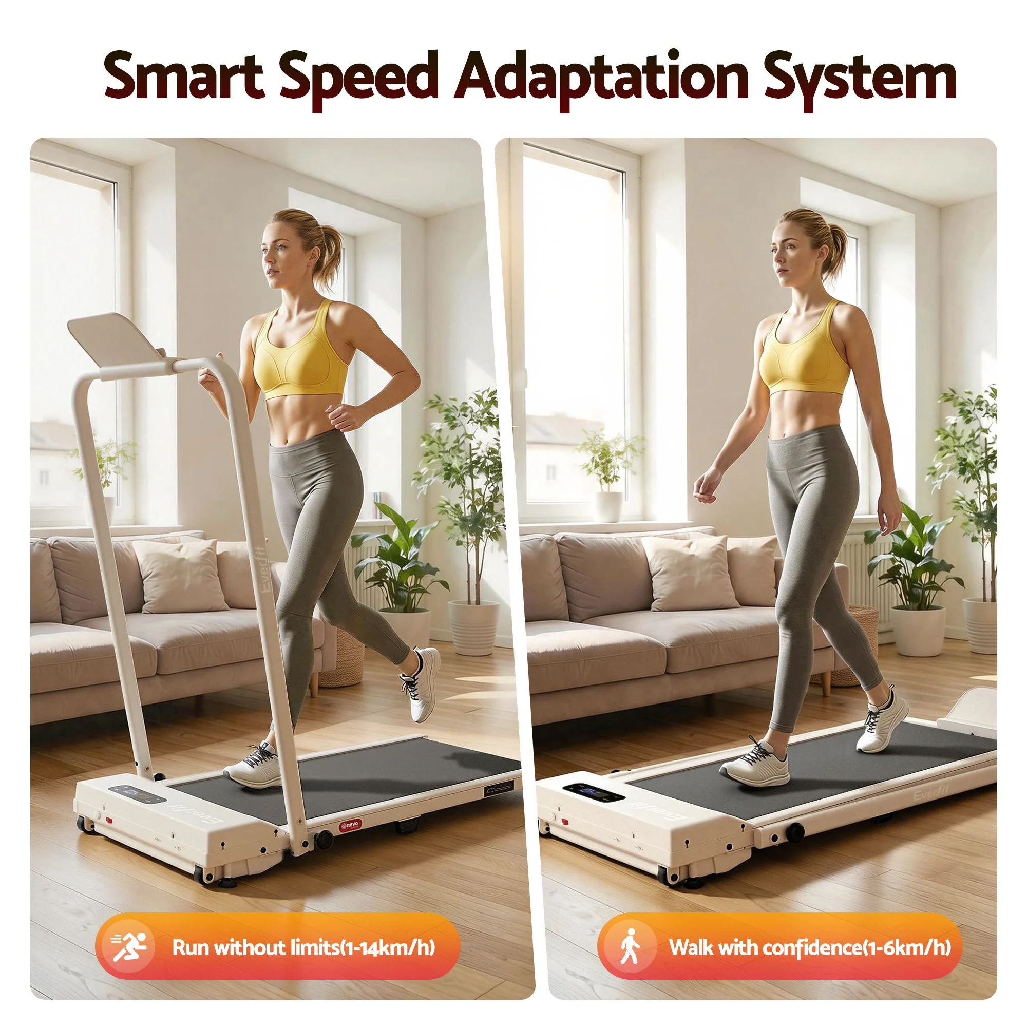 Everfit 3 in 1 Walking Pad Treadmill 12% Incline Under Desk Foldable Treadmills for Home Gym With 38cm Wide Belt APP Control - Image 4