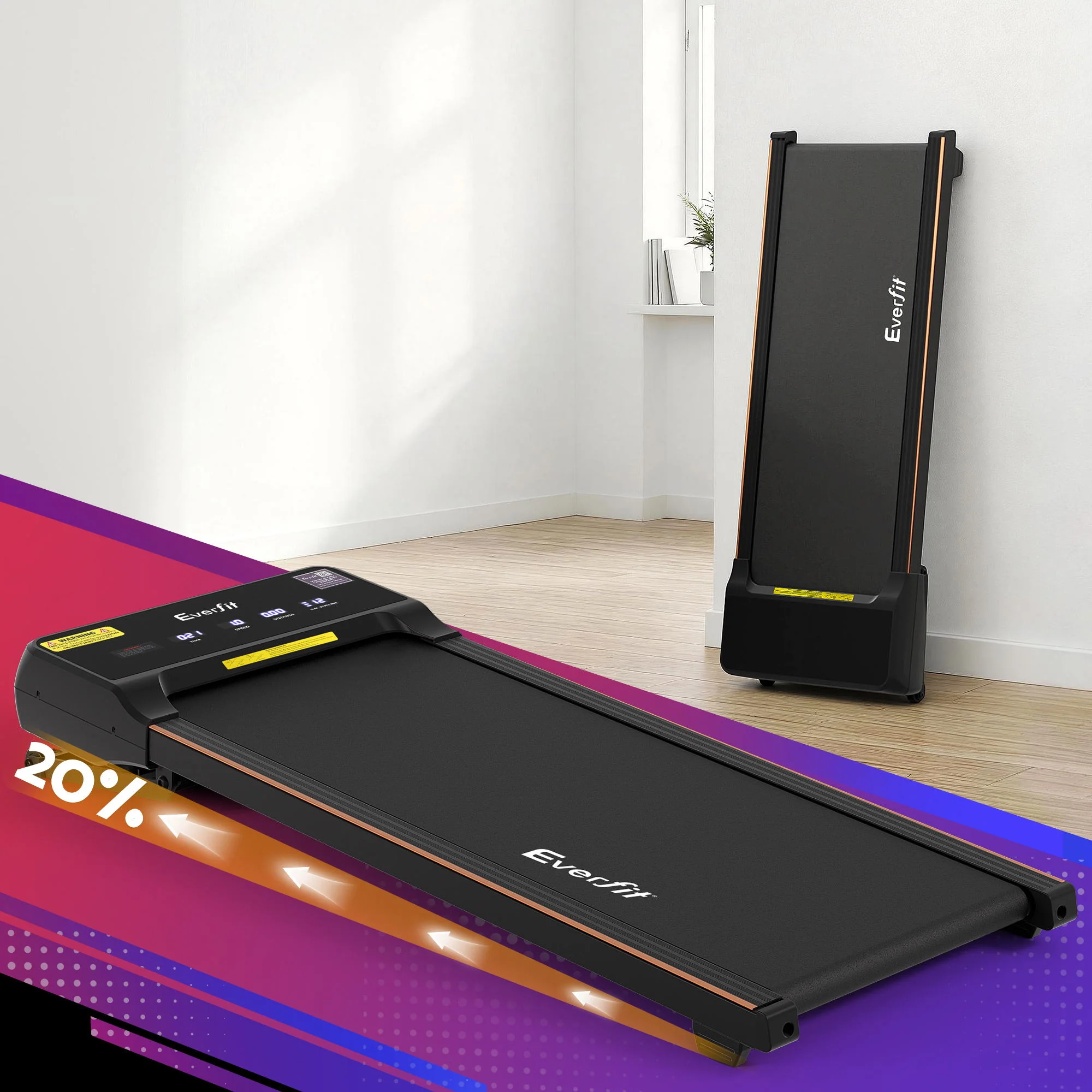 Everfit 3 in 1 Walking Pad Treadmill 20% Auto Incline Under Desk Treadmills for Home Gym With 40cm Wide Belt - Image 8