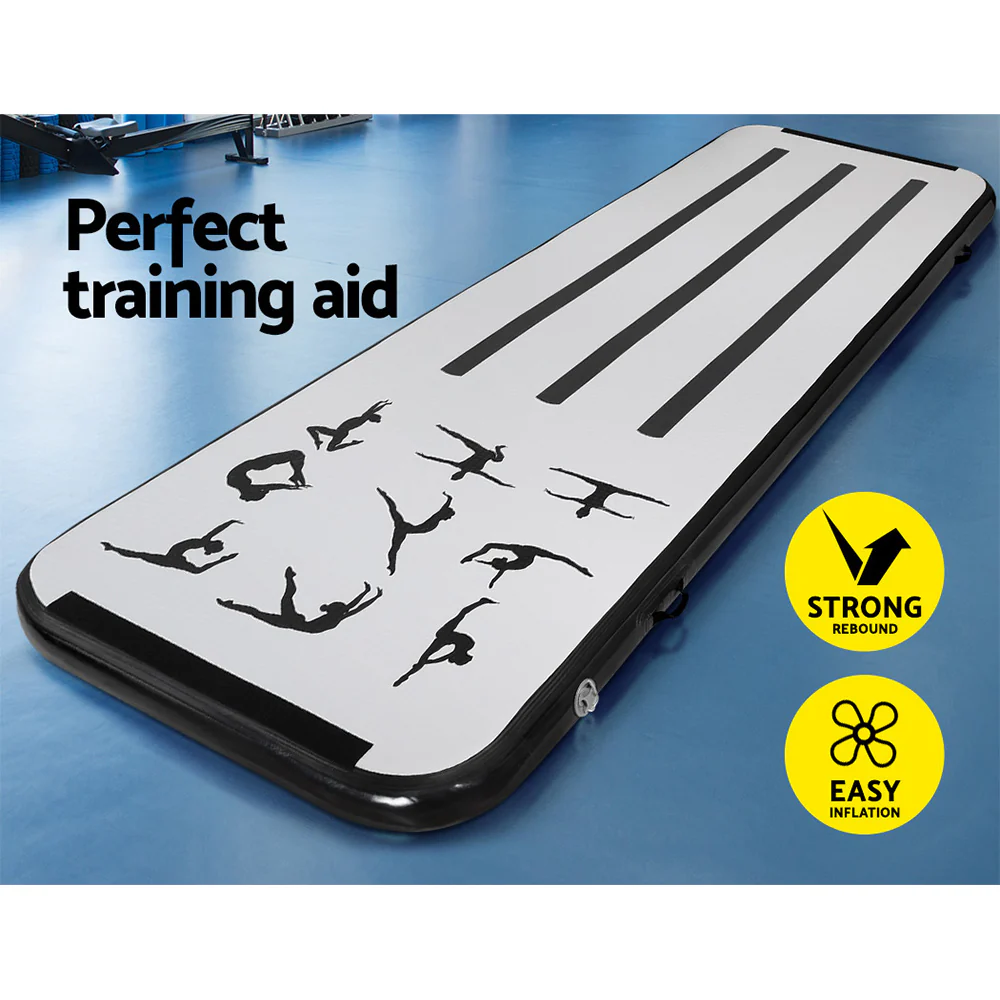 Everfit 3M Air Track Gymnastics Tumbling Mat Exercise Cheerleading Unique Black - Image 5