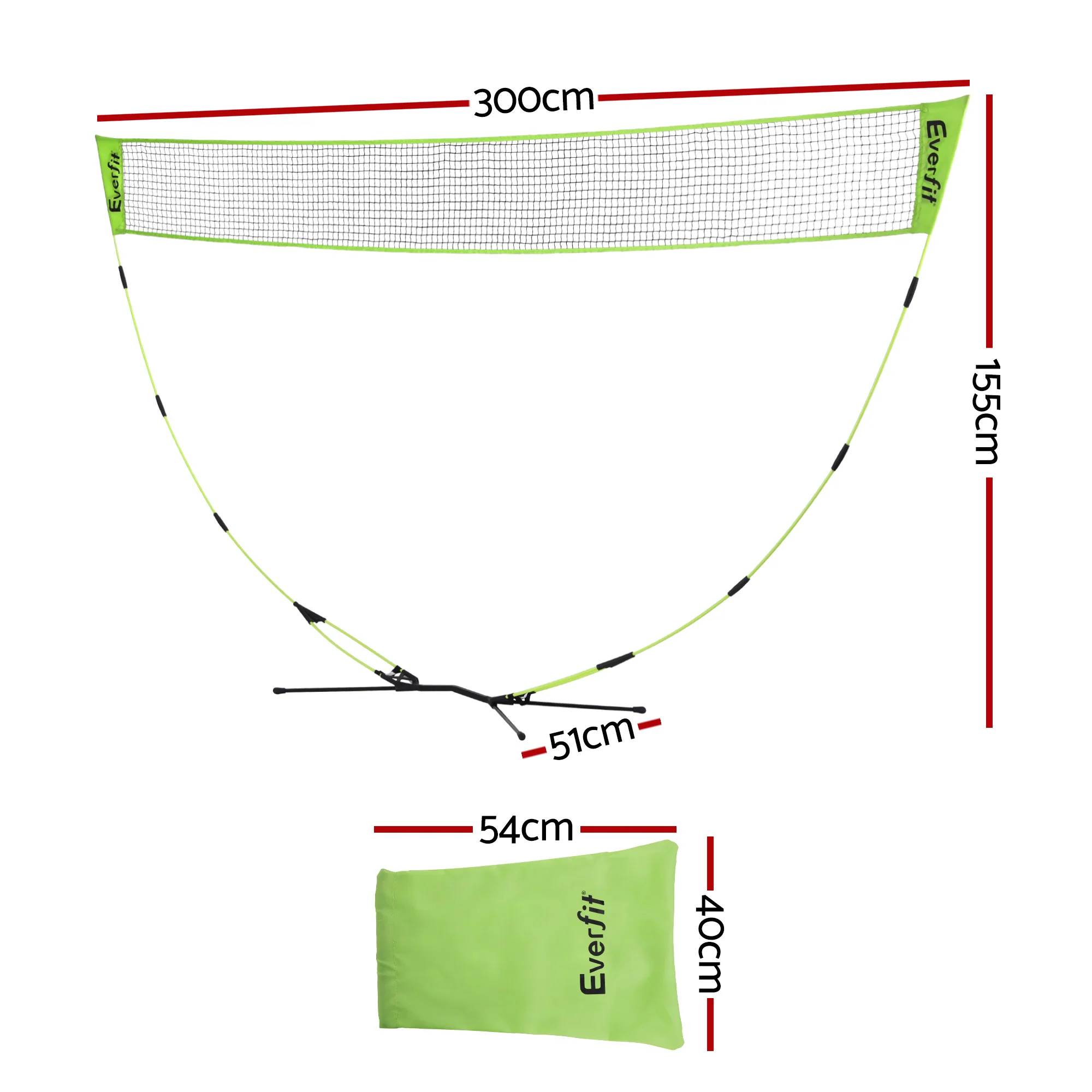 Everfit 3M Badminton Tennis Net Portable Volleyball Kit Yellow - Image 2