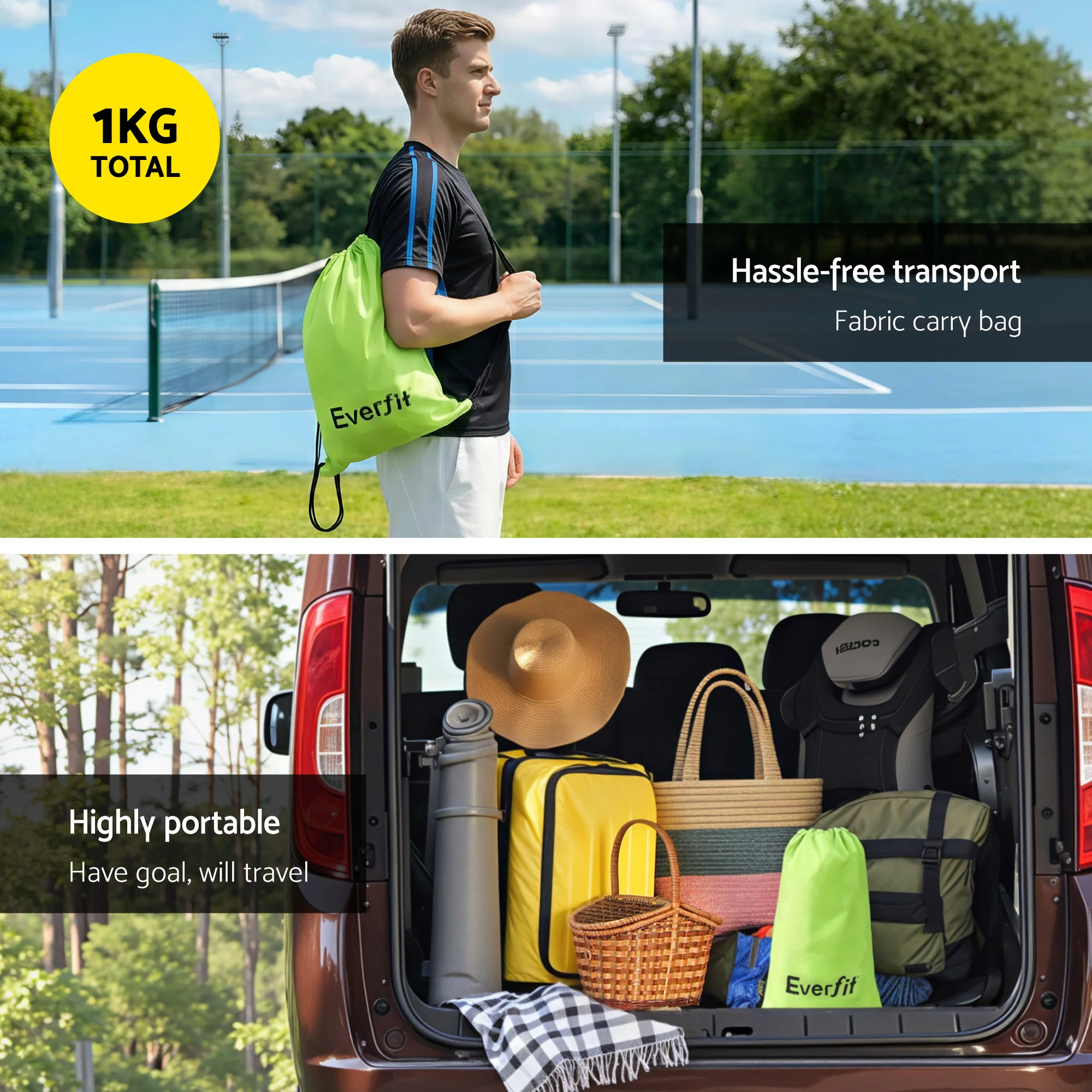 Everfit 3M Badminton Tennis Net Portable Volleyball Kit Yellow - Image 7