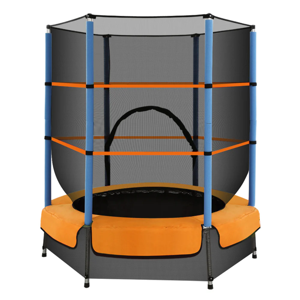 Everfit 4.5FT Trampoline for Kids w/ Enclosure Safety Net Rebounder Gift Orange - Image 3