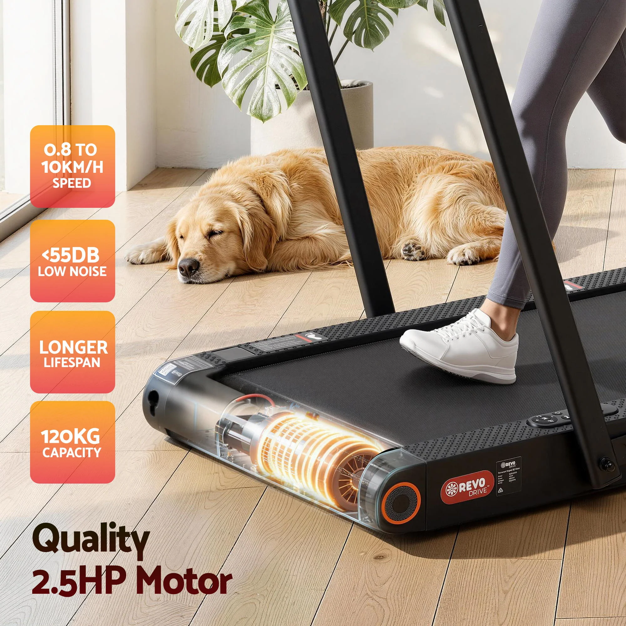 Everfit 4 in 1 Vibration Walking Pad Treadmill Under Desk Treadmills for Home Gym with App Control 380mm - Image 6