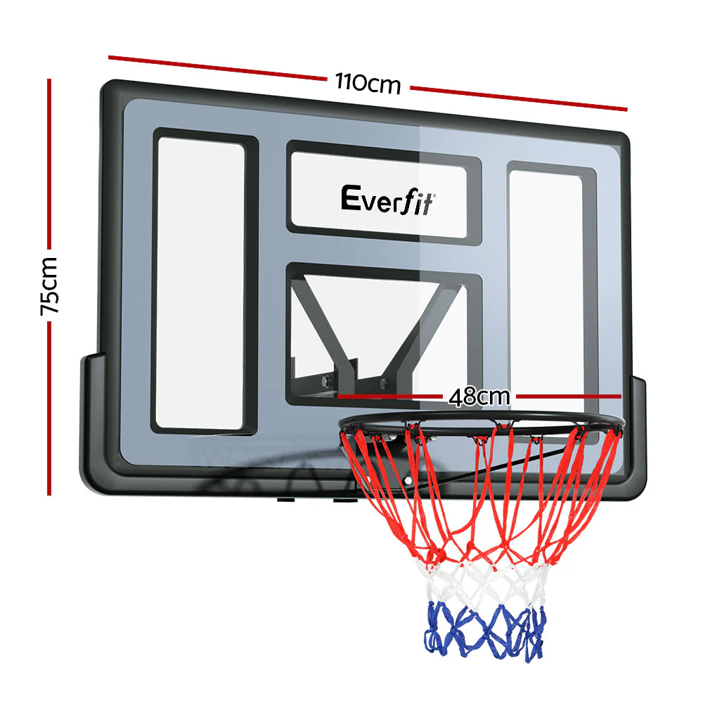 Everfit 45‘’ Kids Basketball Hoop Backboard Wall Mounted Ring Net Sports - Image 2