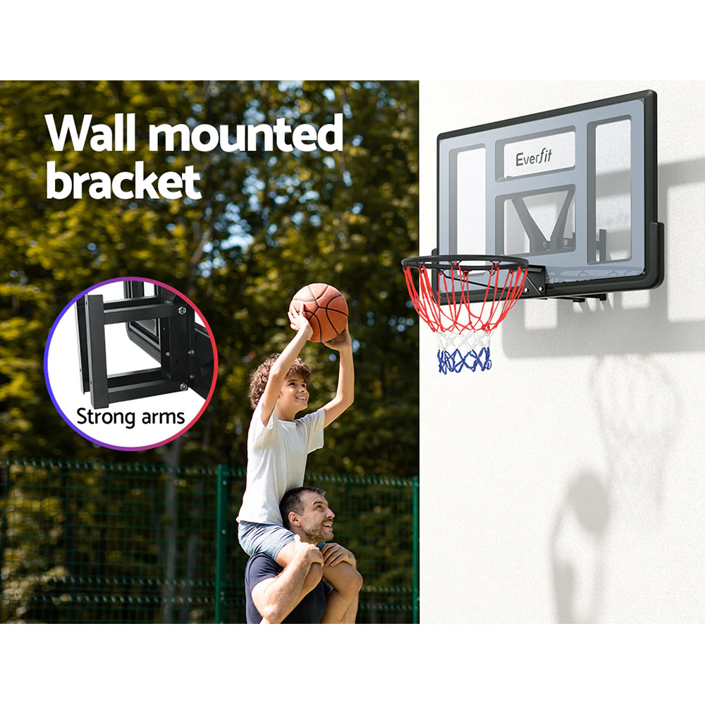Everfit 45‘’ Kids Basketball Hoop Backboard Wall Mounted Ring Net Sports - Image 4