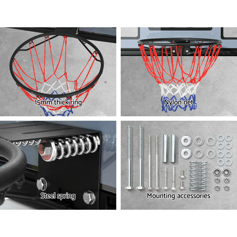 Everfit 45‘’ Kids Basketball Hoop Backboard Wall Mounted Ring Net Sports - Image 6
