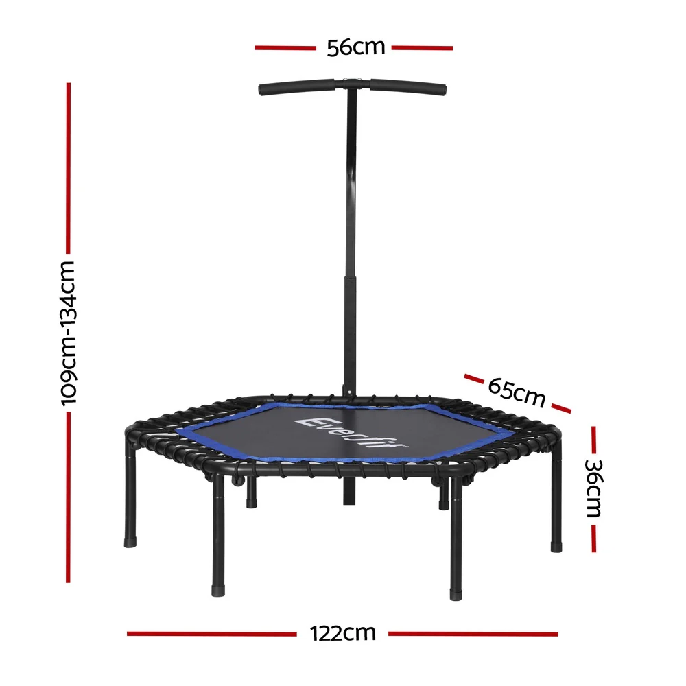 Everfit 48inch Hexagon Fitness Trampoline Rebounder Adjustable Handrail Blue - Image 3