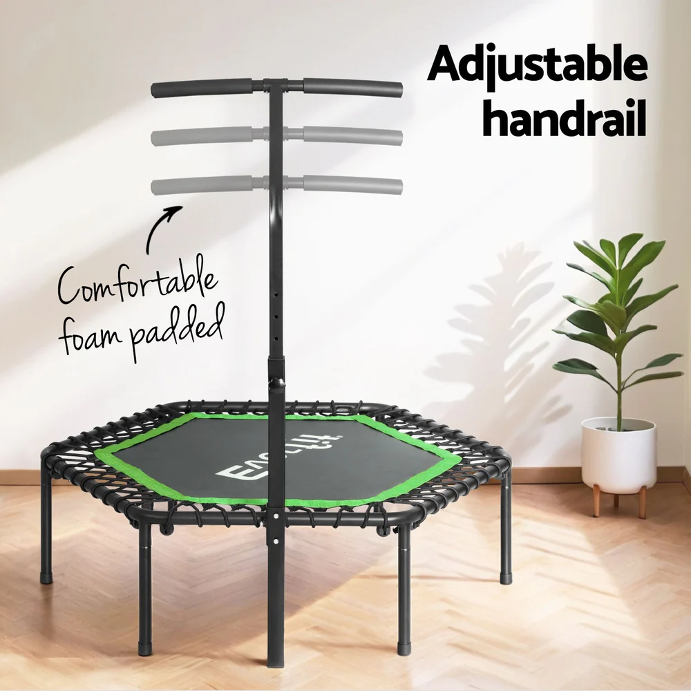 Everfit 48inch Hexagon Fitness Trampoline Rebounder Adjustable Handrail Green - Image 6