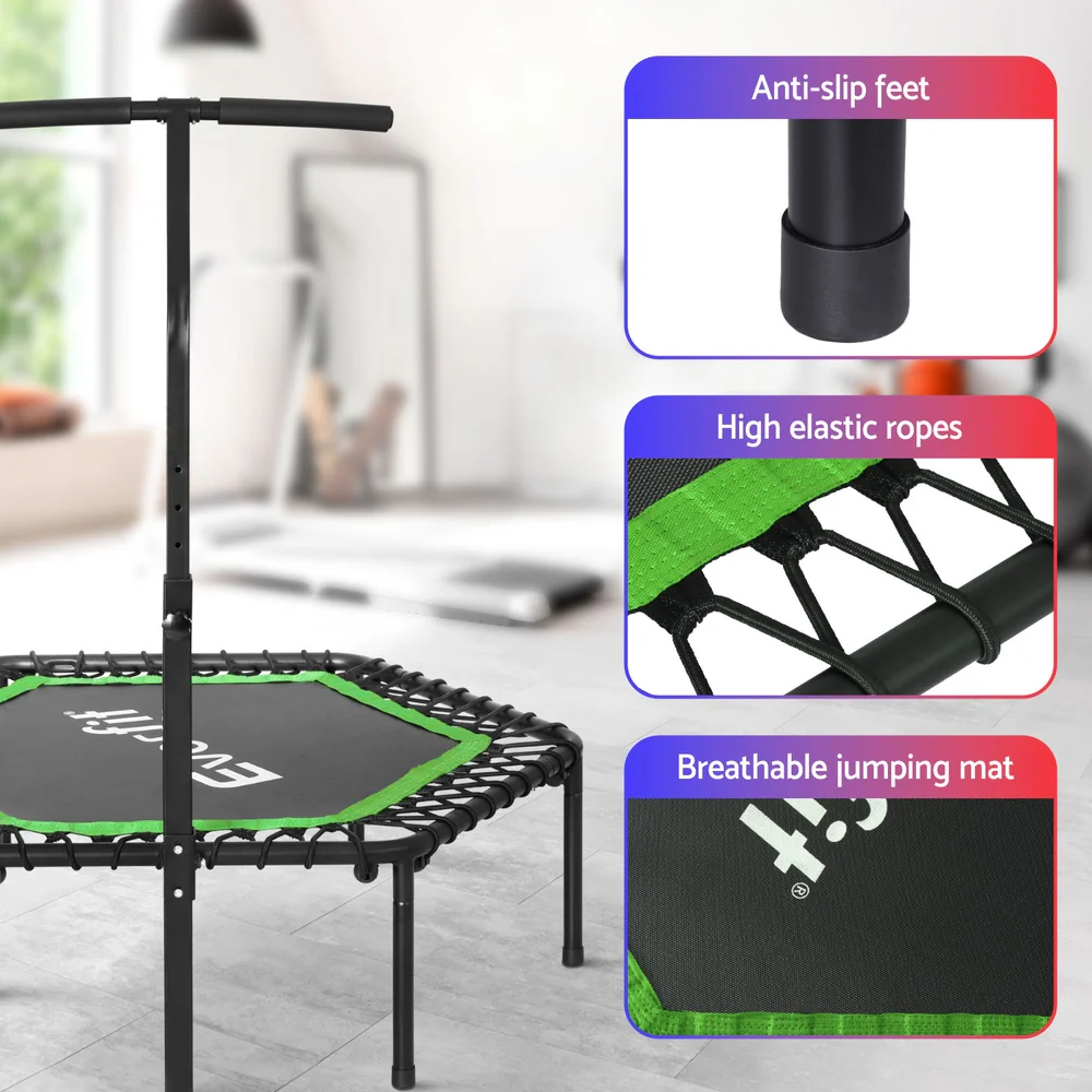 Everfit 48inch Hexagon Fitness Trampoline Rebounder Adjustable Handrail Green - Image 7