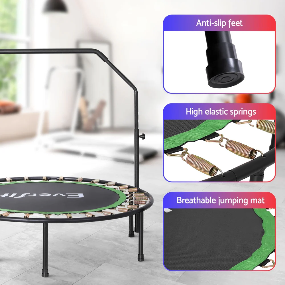 Everfit 48inch Round Fitness Trampoline Rebounder Adjustable Handrail Green - Image 7
