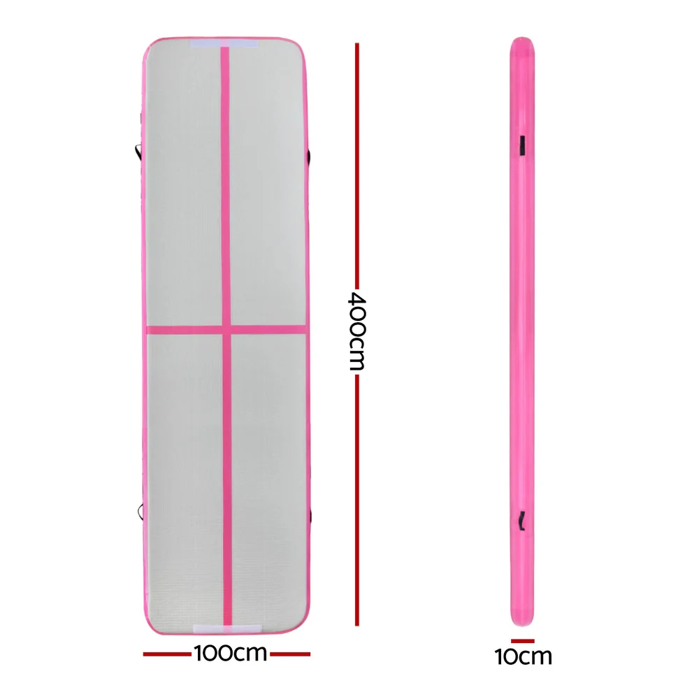 Everfit 4M Air Track Gymnastics Tumbling Exercise Cheerleading Mat Inflatable Pink - Image 2