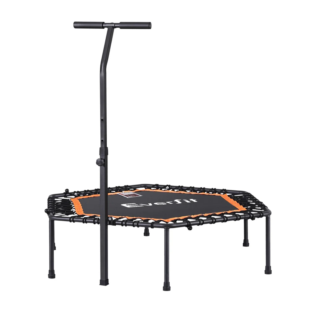 Everfit 51inch Hexagon Fitness Trampoline Rebounder Adjustable Handrail Orange - Image 3